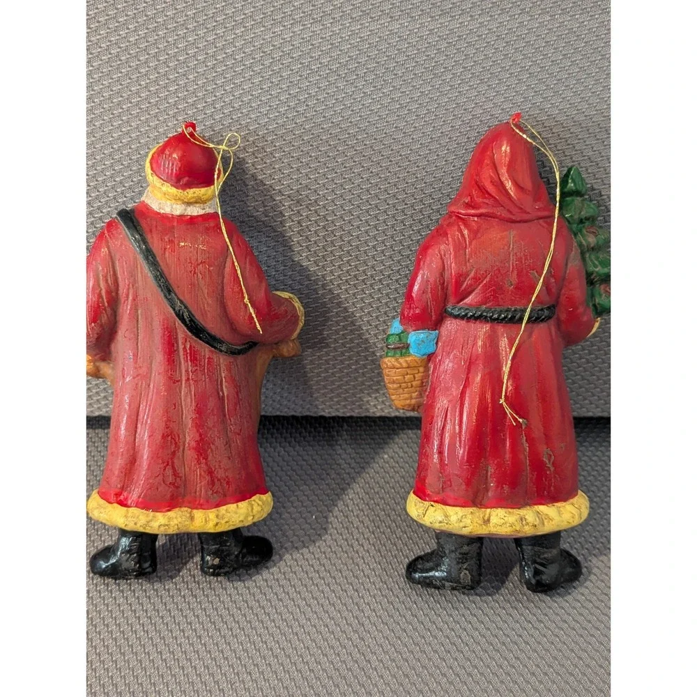 VTG Large Santa Claus Ornaments Old World Father Christmas Figures Plastic (?)